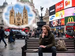 Recordando a León. Un joven en Picadilly Circus recuerda a su ciudad León