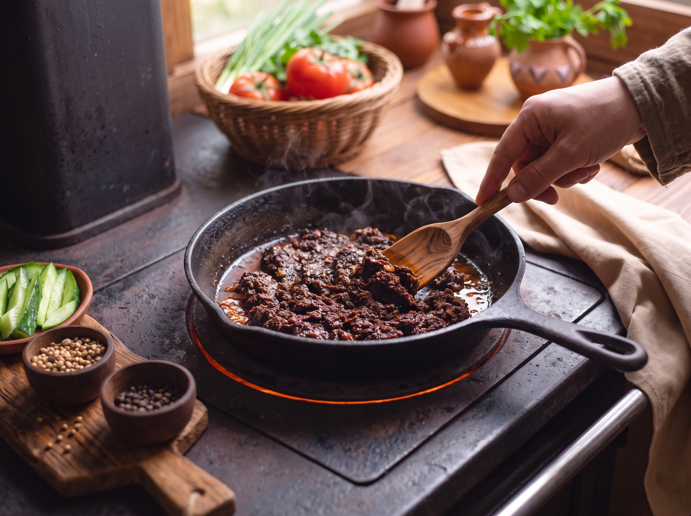 Morcilla leonesa hecha a la sartén
